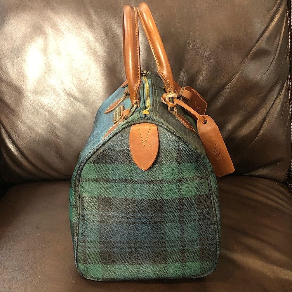 RALPH LAUREN Black Watch Plaid Boston Weekend Travel Duffle Doctor Bag Speedy 30 - Picture 8 of 17